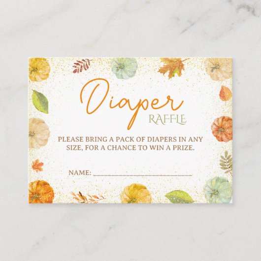 Herfst Pompoen Baby shower Luier Raffle Informatiekaartje (Voorkant)