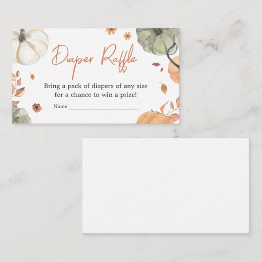 Herfst Pompoen Baby shower Luier Raffle Informatiekaartje (Voorkant / Achterkant)