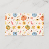Herfst Pompoen Baby shower Luier Raffle Informatiekaartje (Achterkant)