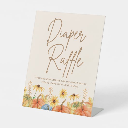 Herfst Pompoen Baby shower Luier Raffle Reclamebord Met Voetstuk (Voorkant)