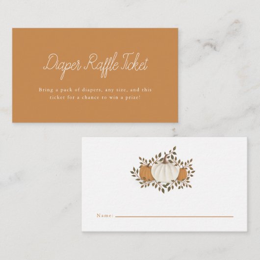 Herfst Pompoen Baby shower Luier Raffle Ticket Informatiekaartje (Voorkant / Achterkant)