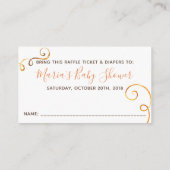 Herfst Pompoen Baby shower Luier Raffle Ticket Informatiekaartje (Achterkant)