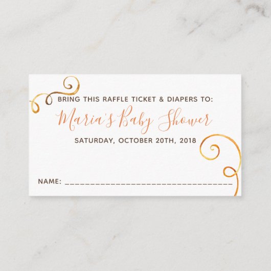 Herfst Pompoen Baby shower Luier Raffle Ticket Informatiekaartje (Achterkant)