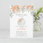 Herfst Pompoen Baby shower meisje Kaart (Staand voorkant)