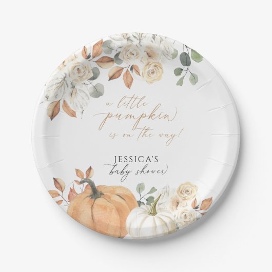 herfst pompoen baby shower papier Bord (Voorkant)