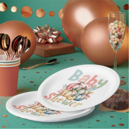 Herfst Pompoen Baby Shower Papieren Bordje