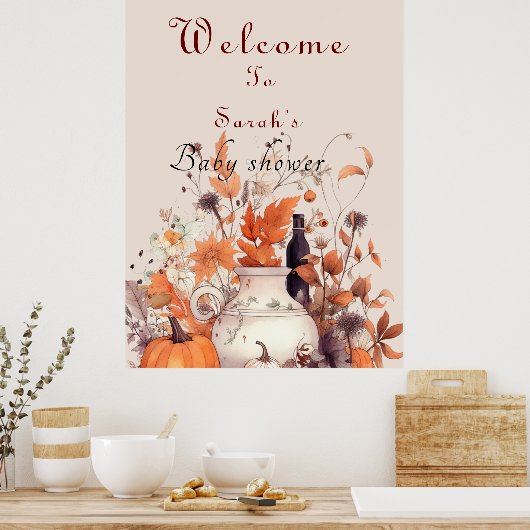 herfst pompoen Baby shower Poster (Keuken)