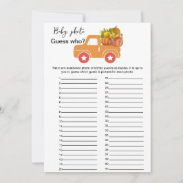 Herfst pompoen baby shower raad wie spel