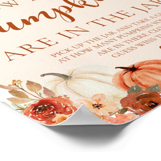 Herfst pompoen Baby shower raden hoeveel pompoenen Poster (Hoek)