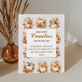 Herfst pompoen Baby shower raden hoeveel Snoepjes Reclamebord Met Voetstuk