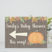 Herfst pompoen Baby shower richting teken Kaart (Staand voorkant)