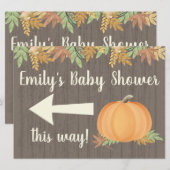 Herfst pompoen Baby shower richting teken Kaart (Voorkant / Achterkant)
