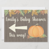 Herfst pompoen Baby shower richting teken Kaart (Achterkant)