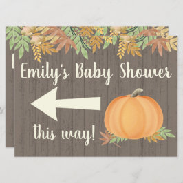 Herfst pompoen Baby shower richting teken Kaart
