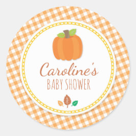 Herfst Pompoen Baby shower Ronde Sticker