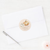 Herfst Pompoen Baby Shower Ronde Sticker (Envelop)