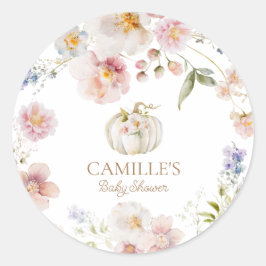 Herfst Pompoen Baby Shower Ronde Sticker