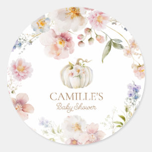 Herfst Pompoen Baby Shower Ronde Sticker