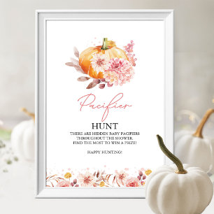Herfst Pompoen Baby Shower Speenzoektocht Bord Poster