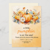 Herfst pompoen Baby shower uitnodigen, kleine pomp Kaart (Voorkant / Achterkant)