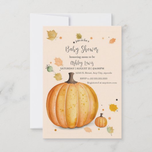 Herfst Pompoen Baby shower uitnodiging (Voorkant)