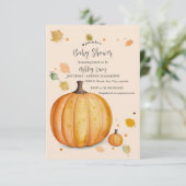 Herfst Pompoen Baby shower uitnodiging (Staand voorkant)