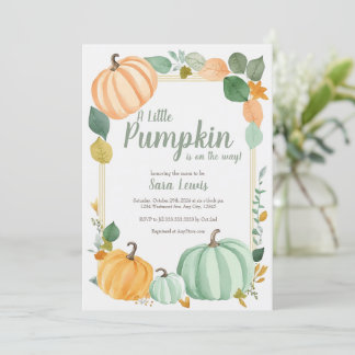 Herfst pompoen Baby shower uitnodiging