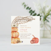 Herfst pompoen baby shower uitnodiging (Staand voorkant)
