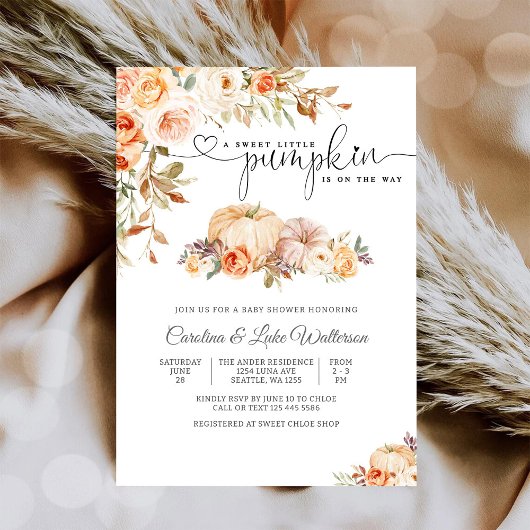 Herfst Pompoen Baby Shower Uitnodiging