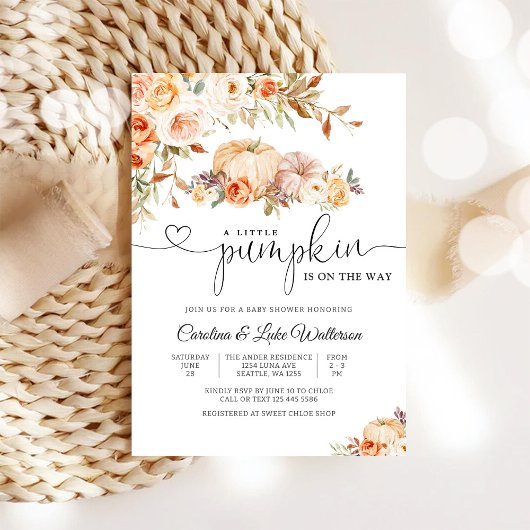 Herfst Pompoen Baby Shower Uitnodiging