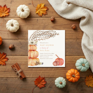 Herfst pompoen baby shower uitnodiging