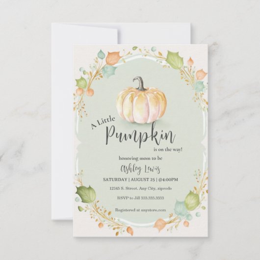 Herfst Pompoen Baby shower uitnodiging (Voorkant)