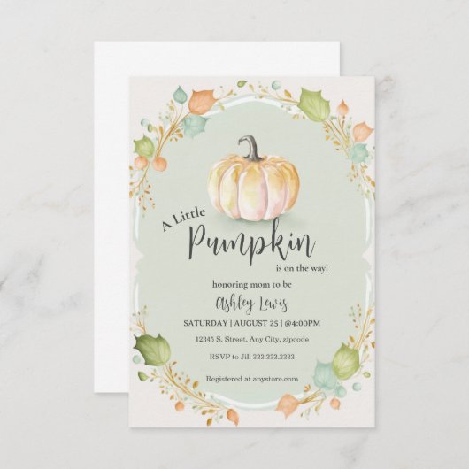 Herfst Pompoen Baby shower uitnodiging (Voorkant / Achterkant)