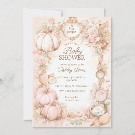 Herfst  pompoen baby shower uitnodiging (Voorkant)