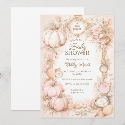 Herfst  pompoen baby shower uitnodiging (Voorkant / Achterkant)