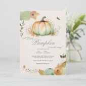 Herfst pompoen Baby shower uitnodiging (Staand voorkant)
