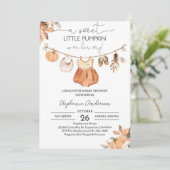 Herfst Pompoen Baby shower Uitnodiging Bewerkbare  (Staand voorkant)