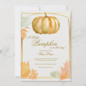 Herfst Pompoen Baby shower uitnodiging goud (Voorkant)
