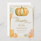 Herfst Pompoen Baby shower uitnodiging goud (Voorkant / Achterkant)
