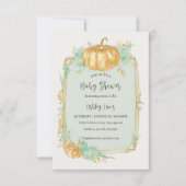 Herfst Pompoen Baby shower uitnodiging Gouden pomp (Voorkant)