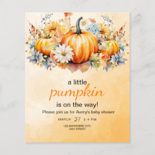 Herfst Pompoen Baby Shower Uitnodiging, Kleine Pom Flyer