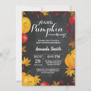 Herfst Pompoen Baby Shower uitnodiging Krijtbord