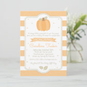 Herfst pompoen Baby shower uitnodiging Oranje stre (Staand voorkant)