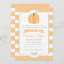 Herfst pompoen Baby shower uitnodiging Oranje stre