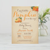Herfst Pompoen Baby shower Uitnodiging Sinaasappel (Staand voorkant)