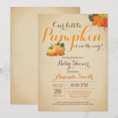 Herfst Pompoen Baby shower Uitnodiging Sinaasappel (Voorkant / Achterkant)