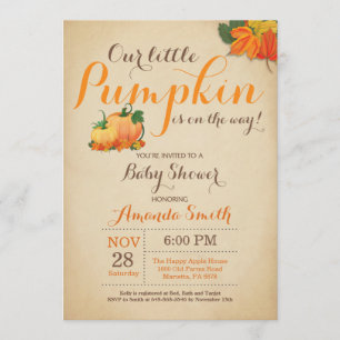 Herfst Pompoen Baby shower Uitnodiging Sinaasappel
