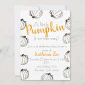 Herfst pompoen baby shower voor zwart-wit kaart (Voorkant)
