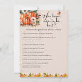 Herfst Pompoen Baby Shower Wie Kent Moeder Spelkaa Kaart (Voorkant)