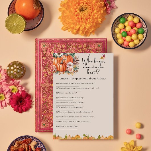 Herfst Pompoen Baby Shower Wie Kent Moeder Spelkaa Kaart